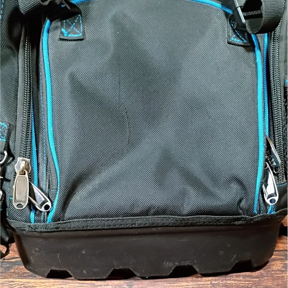 Kobalt Heavy Duty Tool Backpack Black Blue Molded Base Multi Pocket Organizer